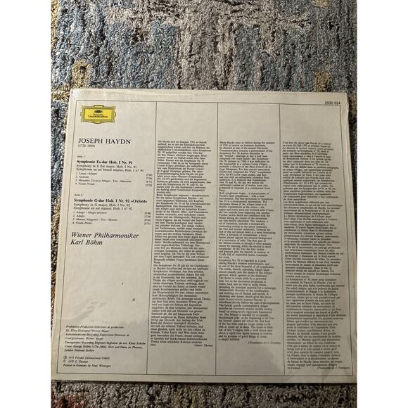 Karl Bohm Vienna Philharmonic Joseph Haydn Symphony 91 92 Oxford DGG 2530 524 - Picture 3 of 7